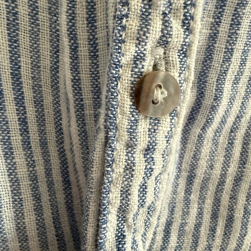 CALYPSO St. Barth | Rahani Blue and White Striped Linen Button Up Shirt | Large - Picture 5 of 7